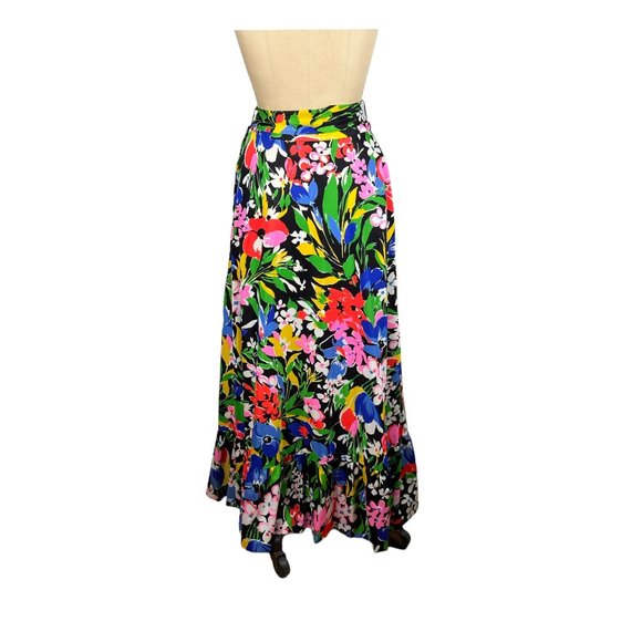1960s 70s floral maxi peasant skirt with ruffled hem by Century of Boston Size M - Picture 1 of 7